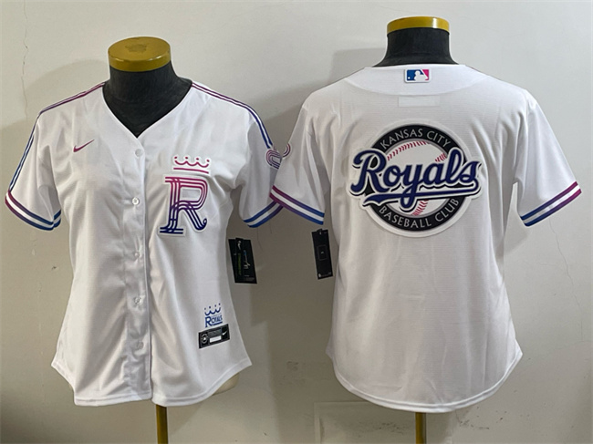 Women's Kansas City Royals Team Big Logo White 2026 City Connect Stadium Stitched Baseball Jersey(Run Small)